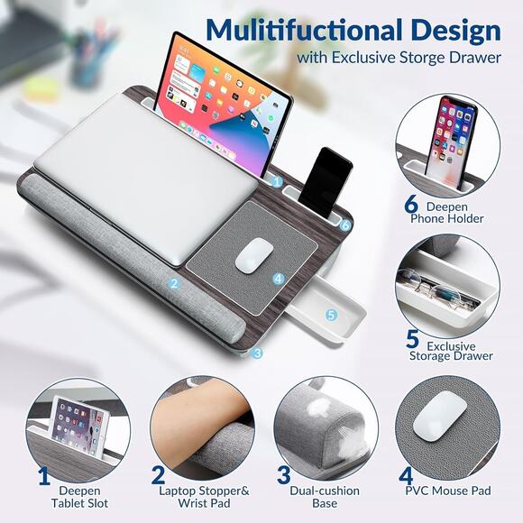 Home Office Multifunctional Lap Desk Portable Workstation - Picture 2 of 7